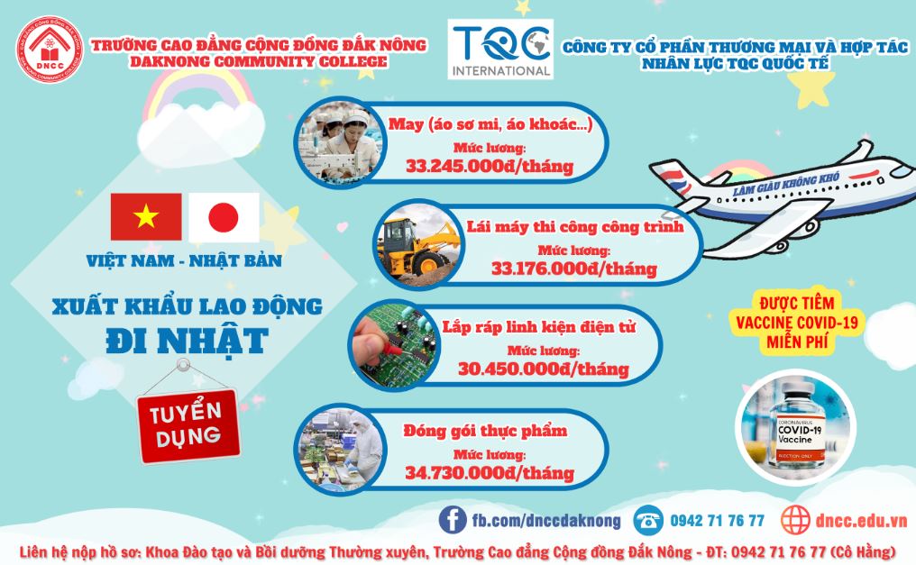 sòng bạc đà nẵng
 phối hợp với Công ty Cổ phần Thương mại và Hợp tác Nhân lực TQC Quốc tế (TQC International) tuyến ứng sinh cho các đơn hàng lao động phổ thông tại Nhật Bản cùng với chương trình HỖ TRỢ TIÊM VACCINE PHÒNG CHỐNG COVID-19 MIỄN PHÍ dành cho lao động trước khi xuất cảnh.